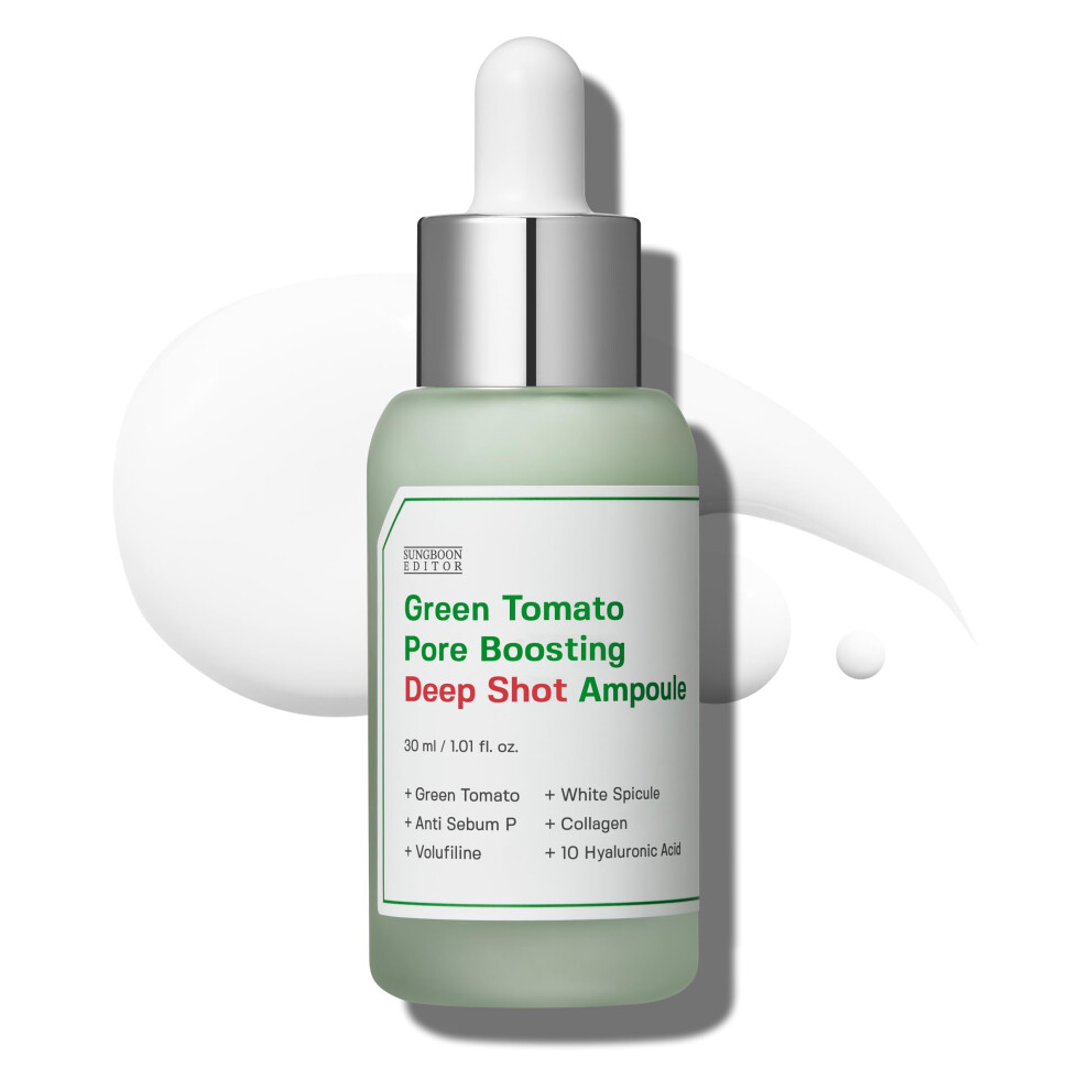 Sungboon Editor Green Tomato Volufiline Pore Boosting Deep Shot Ampoule - Pore Minimizing & Skin Tightening Serum With Collagen & Hyaluronic Acid