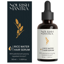 NOURISH MANTRA Rice Water -hiusseerumi 50ml | Harmaiden hiusten seerumi | Arcolys-riisivedellä sarviapilauutteella | 50 ml