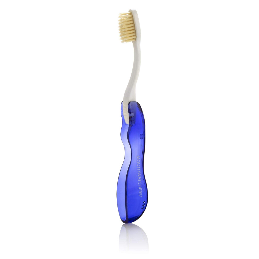 Mouthwatchers Blue Soft Flossing Toothbrush 1 Folding Travel Toothbrush For Adults Ultra Clean Good For Sensitive Teeth And Gums By Dr. Plotk