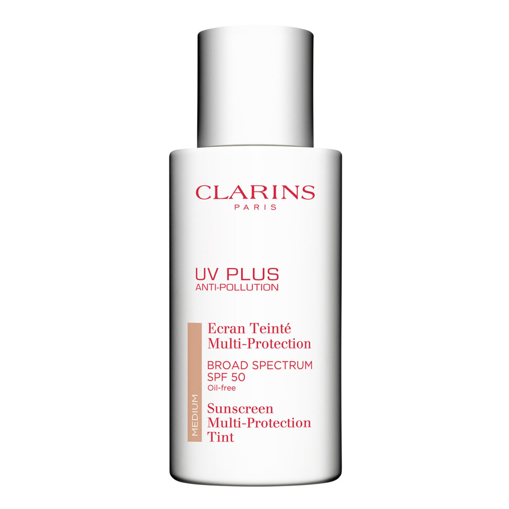 Clarins NEW UV Plus Anti-Pollution  Broad Spectrum SPF 50 Tinted Face Sunscreen | Sheer Finish | Lightweight and Oil-Free | Triple Protection Fro