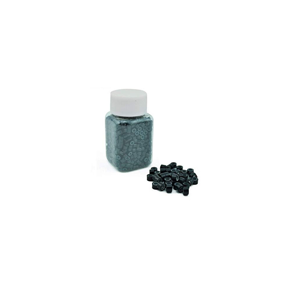 Funyn Unisex Black 1000 Silicone Micro Link Rings 5Mm Lined Beads Deadlocks For Hair Extensions Tool (1000Pcs(Pack Of 1) (1000Pcs )