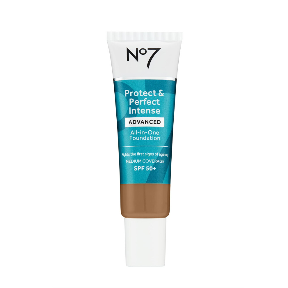 No7 Protect & Perfect Advanced All In One Foundation - Amber - Age Defying Foundation Makeup with SPF 50 for Women - Makeup Base Cream Helps to R