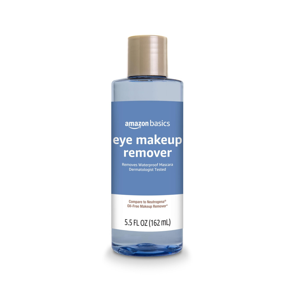 Amazon Brand - Solimo Eye Makeup Remover  Removes Waterproof Mascara  Dermatologist Tested  5.5 Fluid Ounce