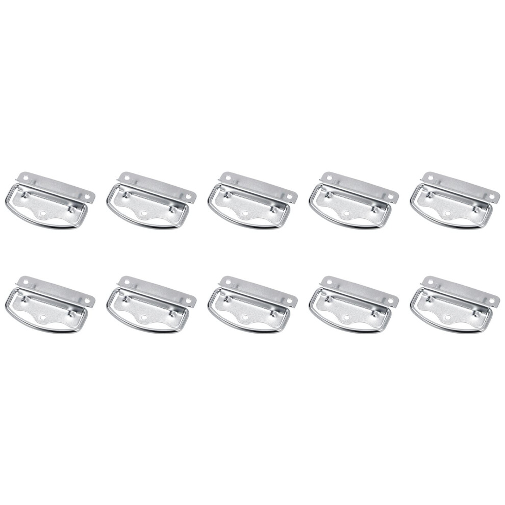 Chest Ring Pull Handle (80Mm/3.15') 10Pcs, Iron Spray Paint Folding Pull Handle For Home Lifting Door Chest Toolbox, Silver 820064754257