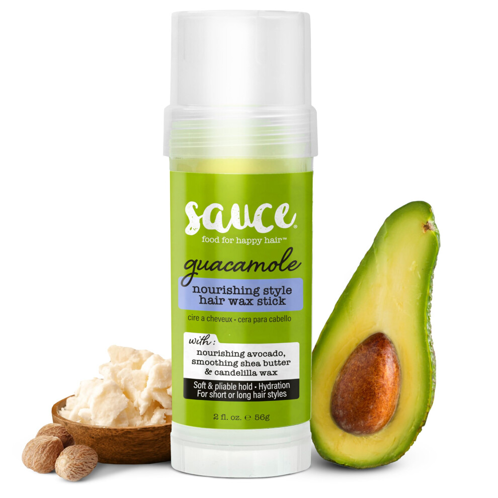Sauce Beauty Guacamole Hair Wax - Paraben & Sulfate Free Moisturizing Avocado Oil & Shea Butter Wax For Styling Flyaway & Brittle Hair (2 Oz)
