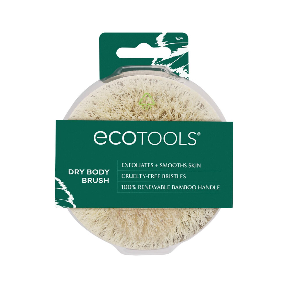 EcoTools Dry Body Brush Dry Brushing Body Brush for Smooth Skin Exfoliating Brush Removes Dry Skin Easy-to-Use Handle Eco-Friendly Dry Brush