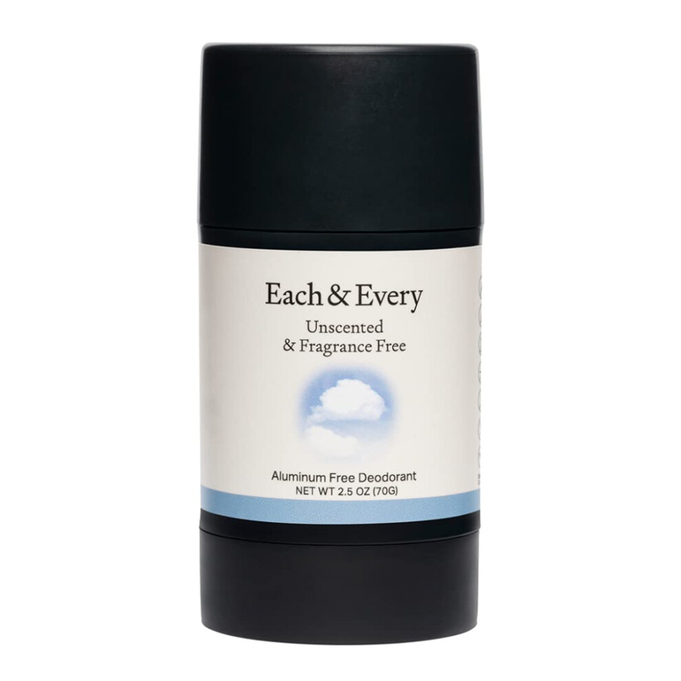 Each & Every Natural Aluminum-Free Deodorant For Sensitive Skin With Essential Oils Plant-Based Packaging 2.5 Oz. (Unscented)
