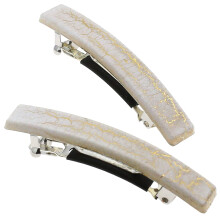 Camila Paris CP3029 Franse haarspeldjes voor meisjes, set van 2, witte rubberen metalen sluiting, sterke greep, haarclips voor vrouwen, geen slip, du