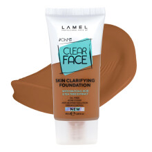 Lamel Ohmy Clear Face Fondazione piena - Copertura dell'acne - Acido salicilico e estratto di t - Finitura rugiadosa e impeccabile - Sensibile cura