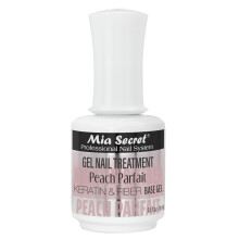 Mia Secret Professional Peach Parfait Gel Gel Treatment Base de claves de queratina y gel superior 0.5 Floz