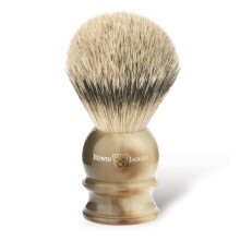 Edwin Jagger 1EJ462 Medium Silver Tip Badger raser la brosse Imitation Corne legere pour une utilisation avec de la creme a raser ou du savon pou