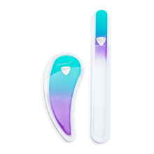 Bona Fide Beauty Ergonomic Nail File Set - 2PC Czech Glass Ergofile Set for Natural Nails and Acrylic Nails (Pastel Green and Violet)