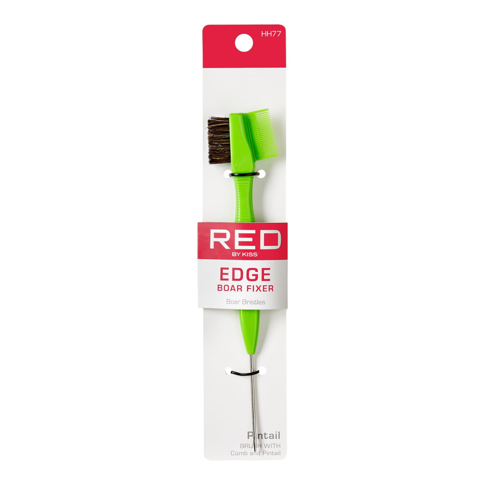 Kiss Red By Professional Edge Brush With Comb And Pintail 100% Boar Bristles