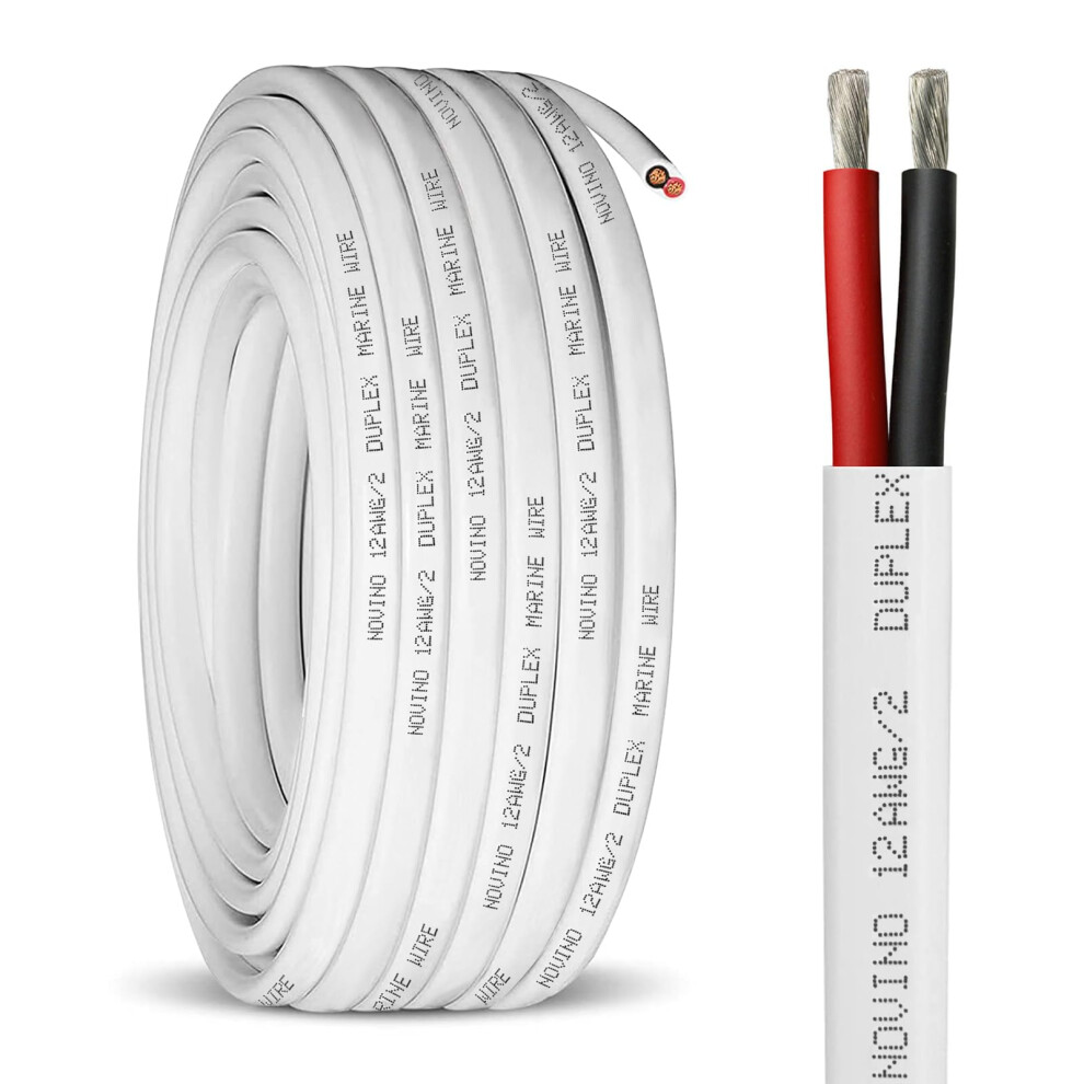 12 Gauge Marine Wire 12 AWG Duplex Marine Grade Wir,50ft Tinned Copper Boat Electrical Cable for Boat/Automotive/RV/Camper/Trailer Outdoor Use