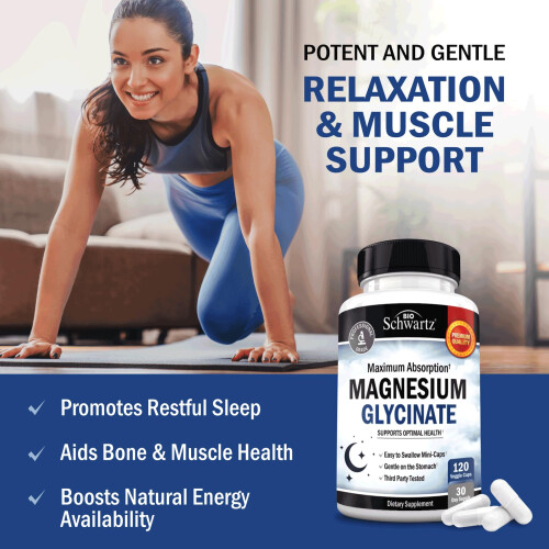 BioSchwartz, Maximale Absorption Magnesiumglycinat, 120 Vegetarische Kapseln 1