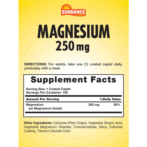 Sundance Vitamins, Magnesium, 250 mg, 100 Überzogene Kapseltabletten 1