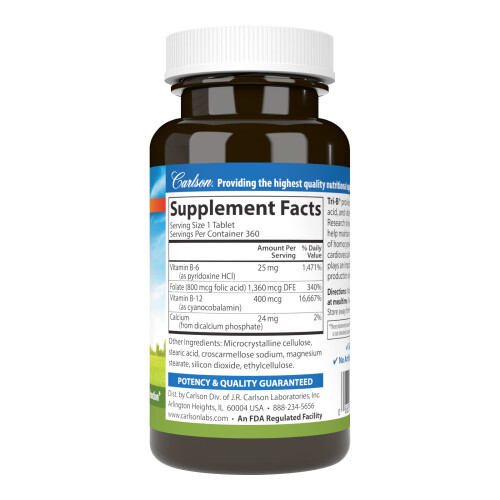 Carlson, Tri-B mit B6, B12 & Folsäure, 360 Tabletten 1