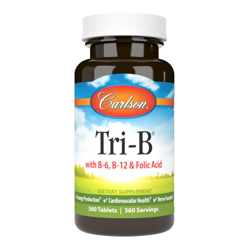 Carlson, Tri-B mit B6, B12 & Folsäure, 360 Tabletten