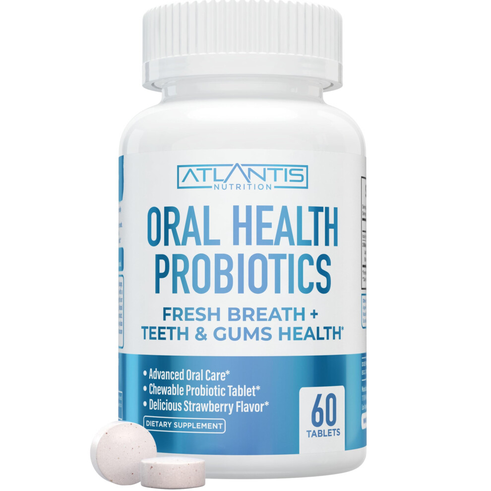 Atlantis Nutrition Oral Probiotics Chewable Tablet - Dental Probiotic For Gum Care & Teeth Care - Chronic Bad Breath Treatment For Adults - 3 Billion Cfu Probiotic
