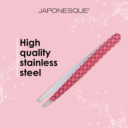 JAPONESQUE Soft Touch Slant Tweezer with Precision Crafted  Hand Sharpened Tips for Shaping and Defining Brows  Includes Protective Storage Pouch 2