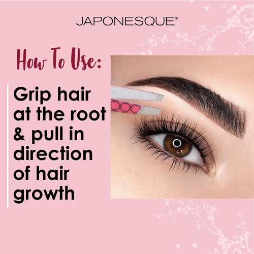 JAPONESQUE Soft Touch Slant Tweezer with Precision Crafted  Hand Sharpened Tips for Shaping and Defining Brows  Includes Protective Storage Pouch 1