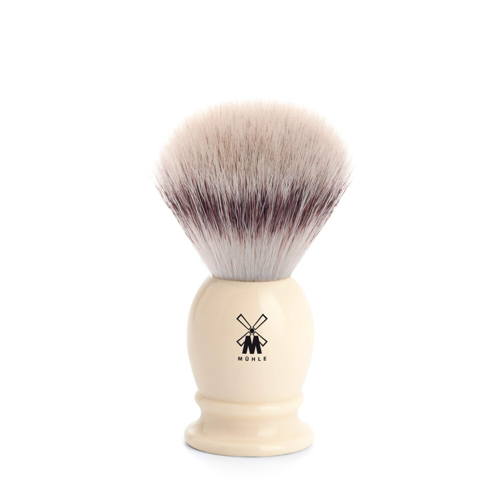 Mhle Ivory Classic Small Faux Silvertip Fiber Shaving Brush - Synthetic Luxury Shave Brush For Men Rich Lather