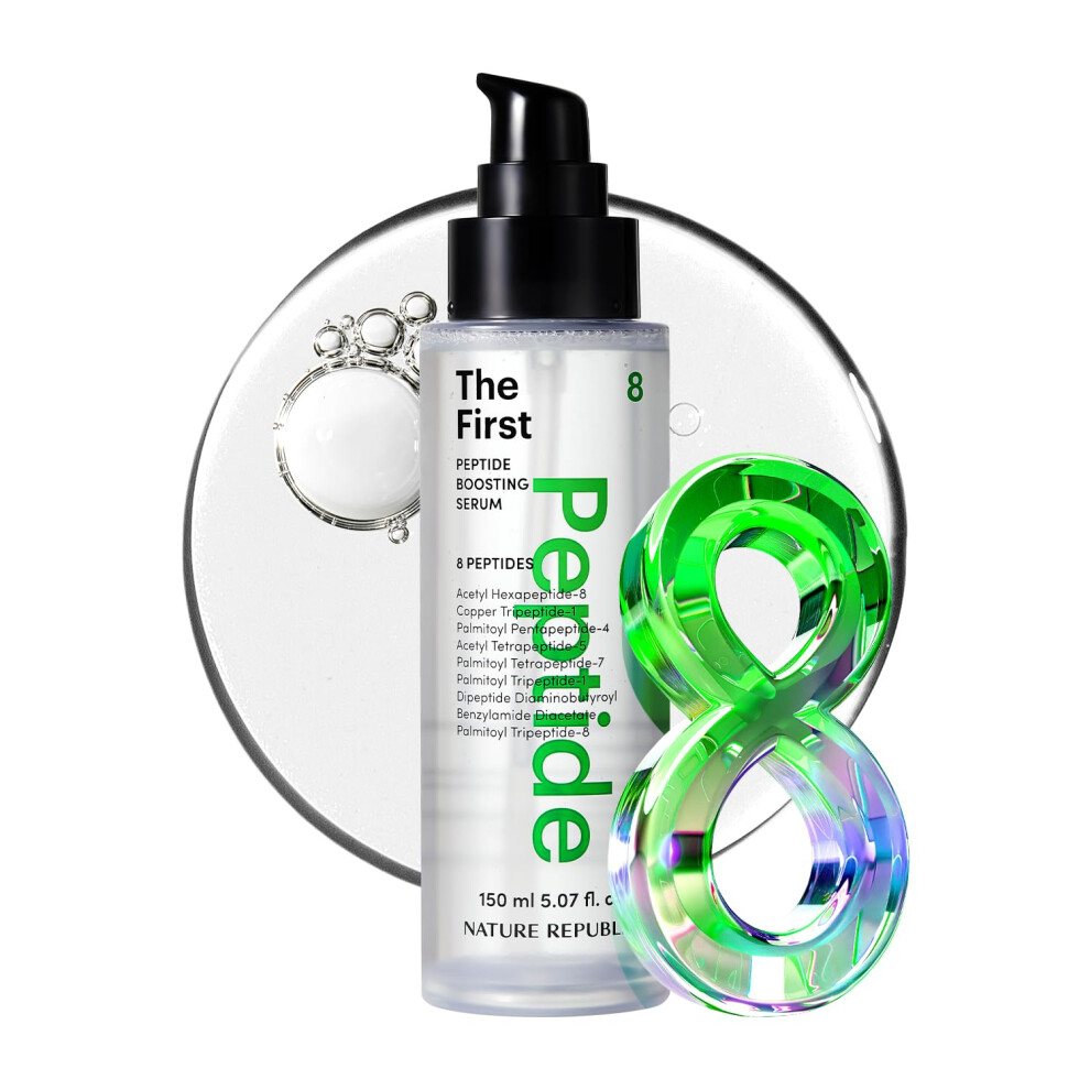 Nature Republic The First Peptide Boosting Serum 8 Peptides Niacinamide & Triple Hyaluronic Acid Complex 17 Amino Acids For All Skin Types Kor