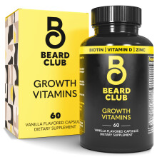 Beard Club - Beard Growth Vitamins - Support A Thicker Fuller Beard  Fill in Patches - Biotin  Minerals  Multi-Vitamins Help Support and Stimulat