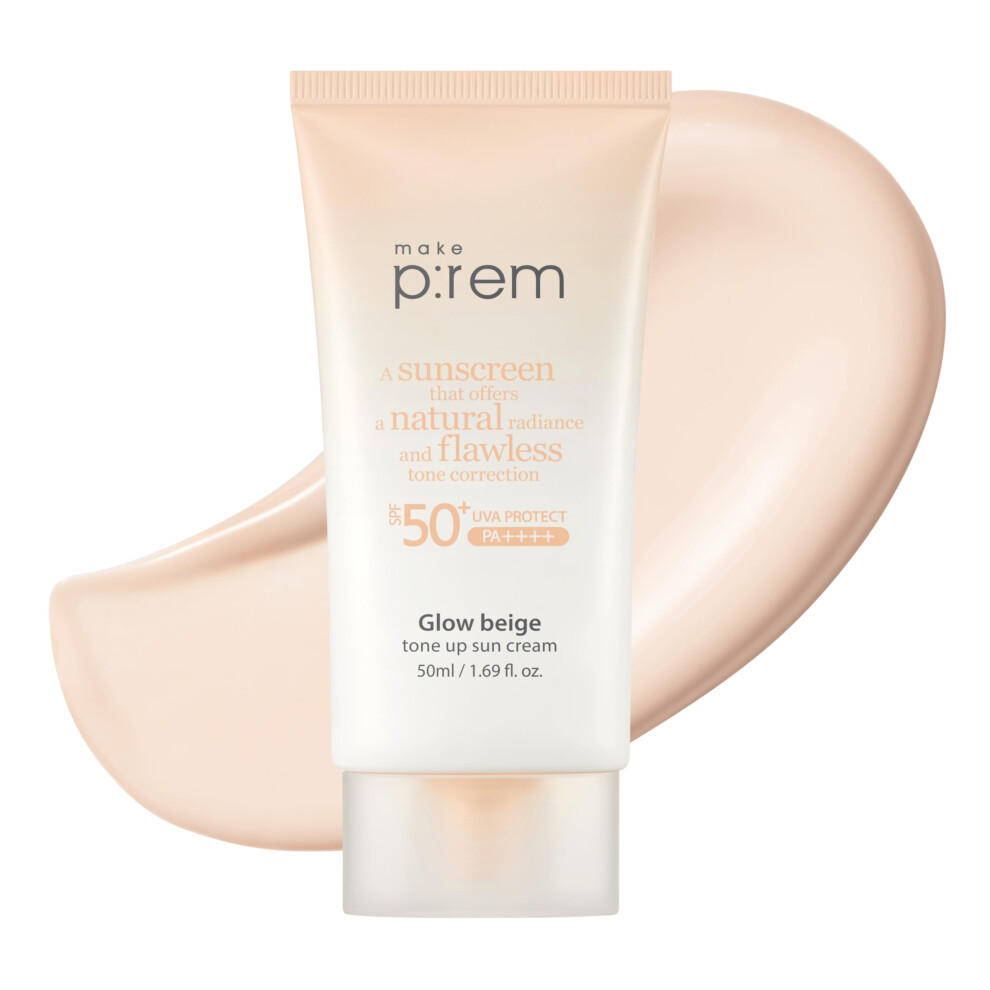 Makep:rem Beige Make P:rem Glow Tone Up Sunscreen Foundation-Free Mineral Sunscreen Skin Tone Correction Lightweight Korean Sunscreen Korean Skin Care