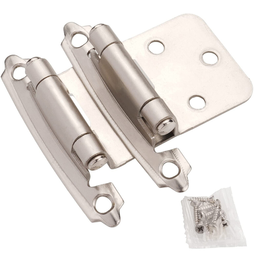 Cabinet Hinges Brushed Nickel For Kitchen Cabinets Doors (25 Pair 50 Pcs) 1/2' Overlay 820064754790