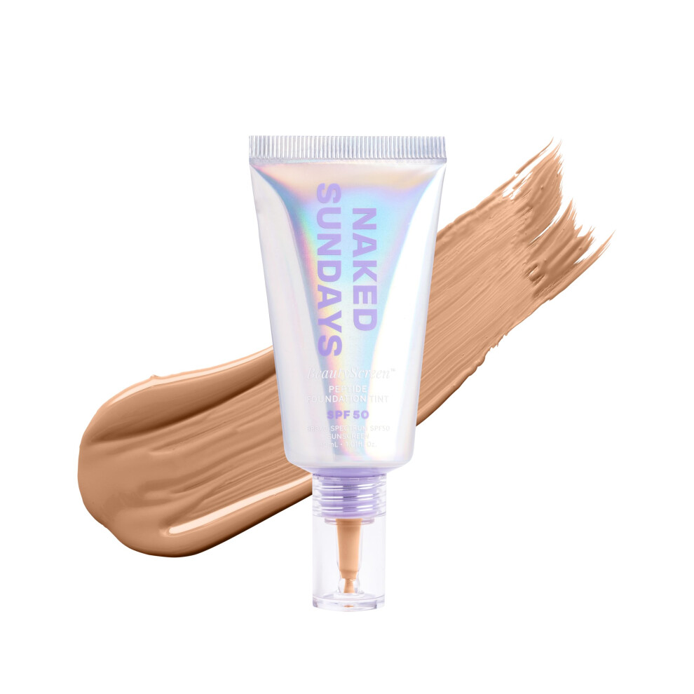 Naked Sundays Light Beautyscreen Spf 50 Mineral Peptide Foundation Tints 2-In-1 Spf And Skin Tint Radiant With Buildable Coverage Infused With