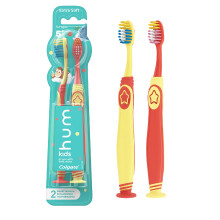Colgate hum Kids Smart Manuelle Ersatzzahnb rstenpackung, Gelb und Koralle, 2 St ck