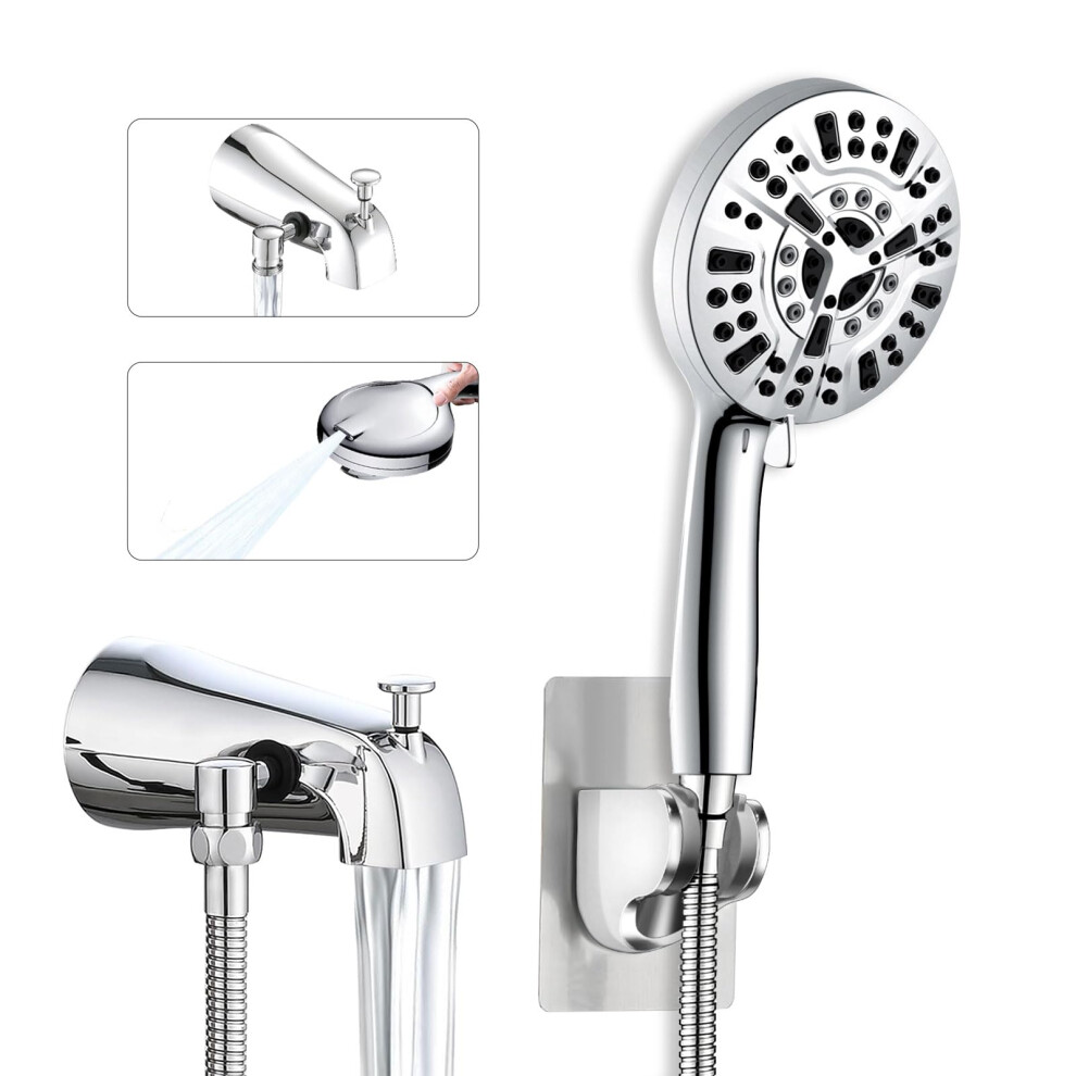 Tub Spout With High Pressure 10-Mode Handheld Shower Sprayer,Bathtub Faucet With Diverter Chrome 940534656154