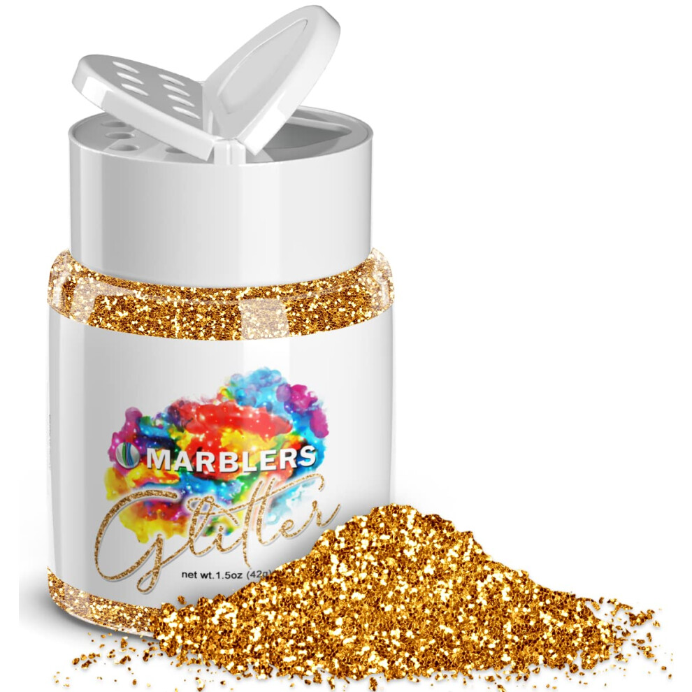Marblers Gold Twinkle Glitter [Honey ] 1.5Oz (42G) | Fine | Non-Toxic Vegan Cruelty-Free | Face Body Eyeshadow Hair Festival Party Makeup |