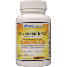 Wonder Laboratories Podjezykowa witamina B12 (1000 mcg) B6 (5 mg) Kwas foliowy (400 mcg) i biotyna (25 mcg) - Formula z metylokobalamina Witamina