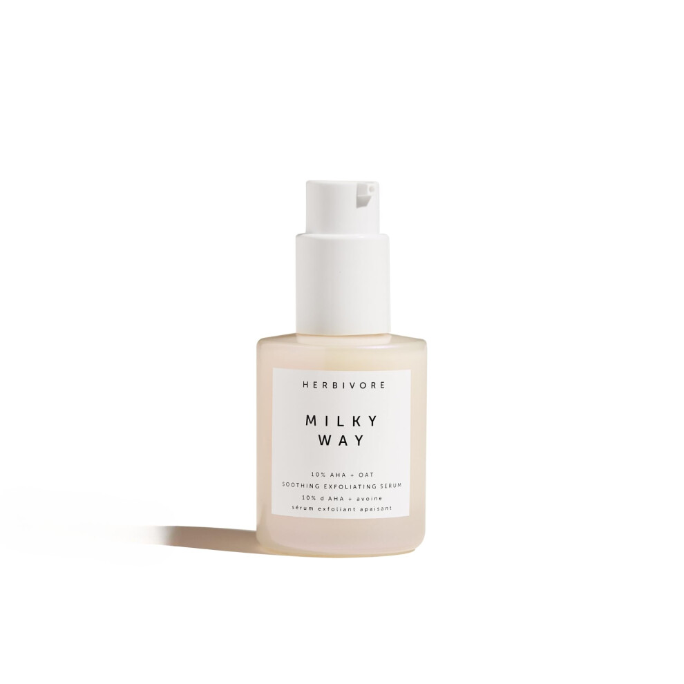Herbivore Milky Way 10% Aha + Oat Soothing Exfoliating Serum - Multitasking Instant Glow Formula With Ceramides & Hyaluronic Acid Plant-Based V