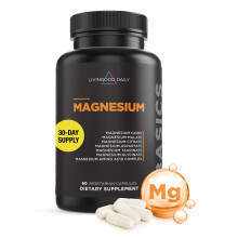 Livingood Daily Magnesium 300 mg Magnesiumkomplex mit hoher Bioverfgbarkeit Magnesiumcitrat, Malat, Glycinatoxid und Zichorienwurzel-Inulin