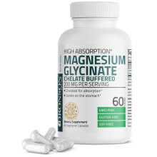 Bronson Magnesiumglycinat, 200 mg pro Portion, chelatisiert f r hohe Absorption, magenschonend, gentechnikfrei, 60 vegetarische Kapseln