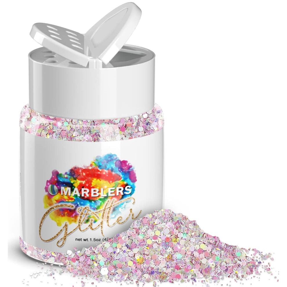 Marblers Pink Holographic Glitter [Mixed ] 1.5Oz (42G) | Chunky | Non-Toxic Vegan Cruelty-Free | Face Body Eyeshadow Hair Festival Party Ma