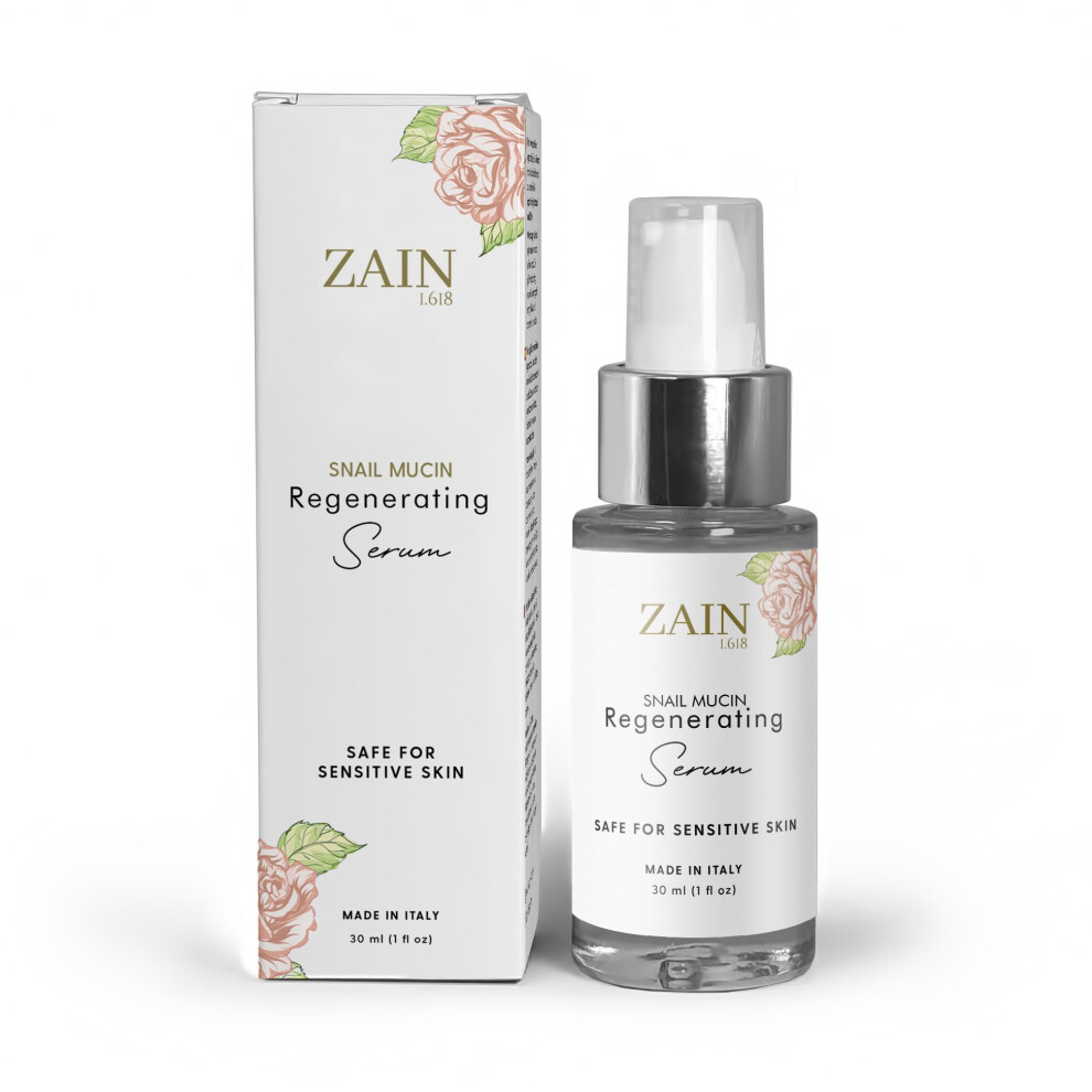 Zain1.618 Zain1 Snail Mucin Regenerating Face Serum With Hyaluronic Acid And Damascus Rose For Anti-Aging Hydration And Radiance