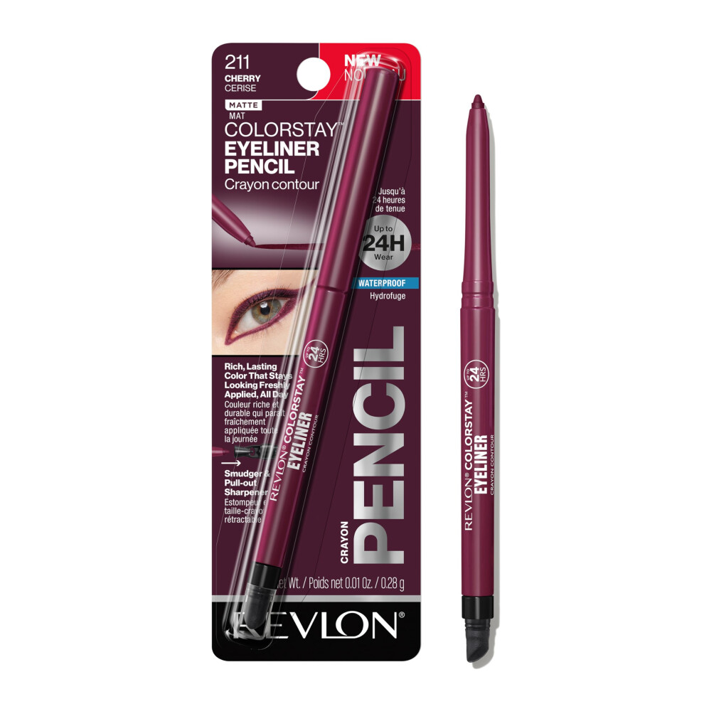 REVLON ColorStay Pencil Waterproof Eyeliner  Smudge-Proof  Eye Makeup with Built-In Sharpener  211 Cherry  0.01 oz-image-OPC-PHXQ2VH-NEW