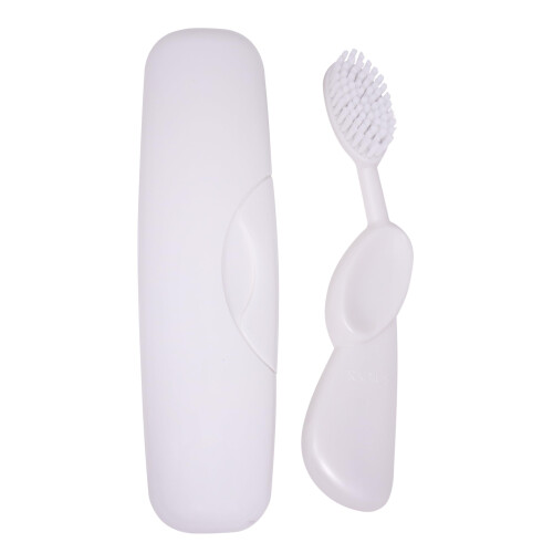 RADIUS Toothbrush Original Big Brush  BPA Free ADA Accepted - Left Hand - White Brush with White Case