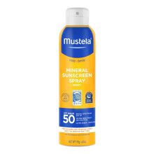 Mustela Baby Mineral Sunscreen Spray SPF 50 Broad Spectrum  Krper-Sonnenspray fr empfindliche Haut  wasserbestndig und parfmfrei  6 fl.oz.