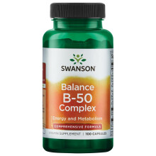 Swanson B-50 B-Komplex Vitamine für Energie, Herz, Stress, Metabolismus 100 Kapseln