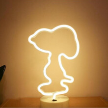 Snoopy Neon Light Signs Warm Led Neon Art Decorative Table Light Kids' Room Birthday Party Light(white)