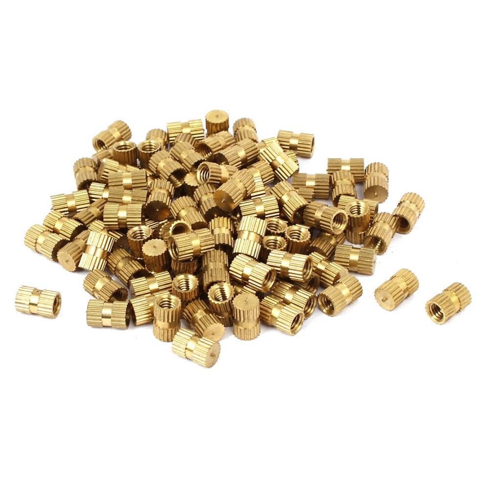 Iivverr M4 X 8Mm 5.5Mm Od Brass Injection Molding Embedded Knurled Thumb Nut 100Pcs 820064755117