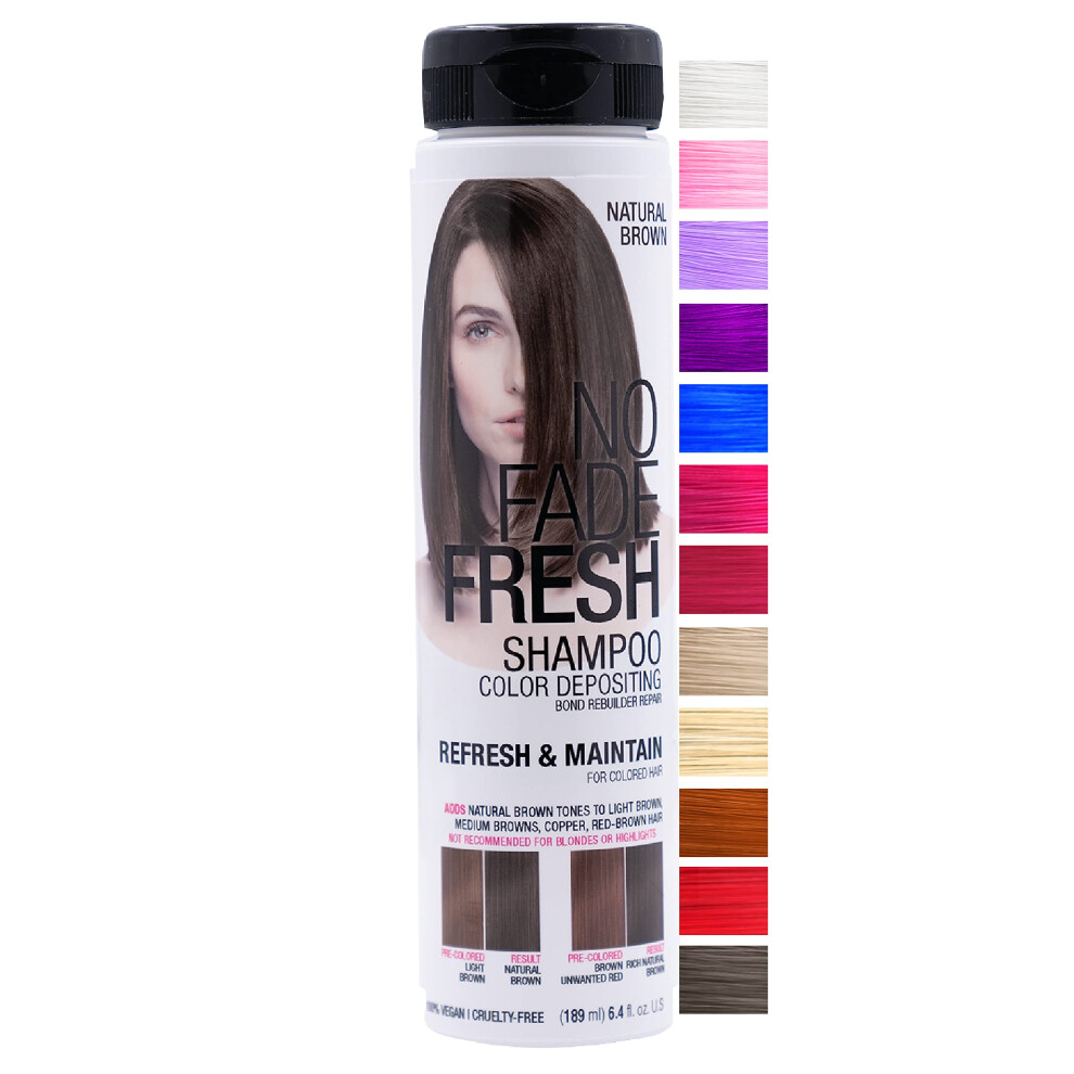 No Fade Fresh Natural Brown Color Depositing Shampoo - Semi Permanent Hair Color With Bondheal Bond Rebuilder - Brown Hair Dye For Brunettes 6.4 Oz