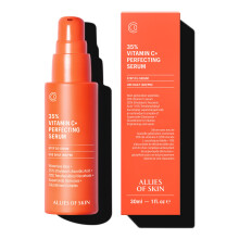 Allies of Skin 35% Vitamin C+ Perfecting Serum: Tetrahexyldecyl Ascorbate + Ethylated L-Ascorbic Acid  Glutathione  Superoxide Dismutase. Waterle