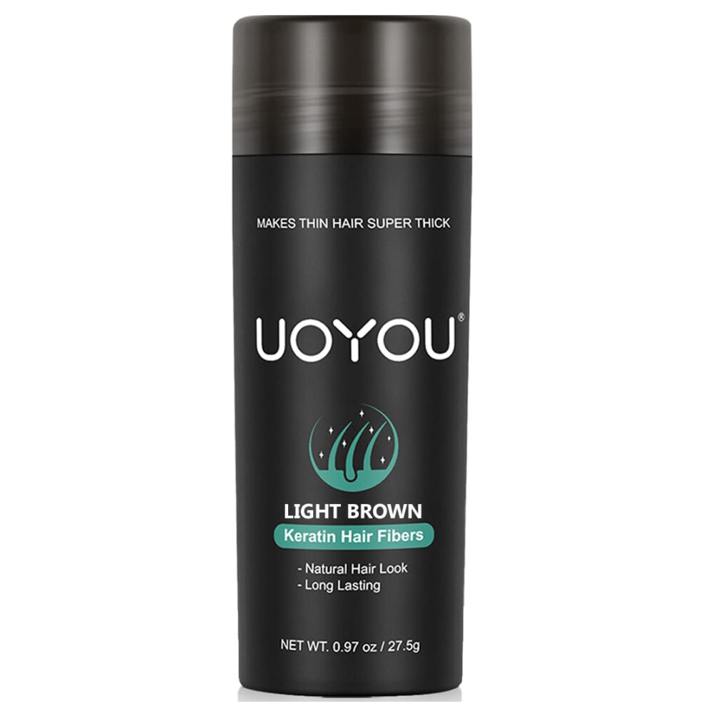 Uoyou Light/Brown Hair Fibers For Thinning Hair 27.5G Bottle | Undetectable & Natural Keratin Hair Fibers Concealer For Hair Loss For Men And Women | H