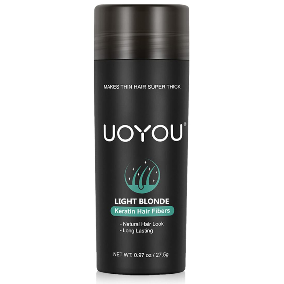 Uoyou Light Blonde Hair Fibers For Thinning Hair 27.5G Bottle | Undetectable & Natural Keratin Hair Fibers Concealer For Hair Loss For Men And Women |